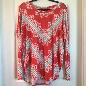 Coral and Turquoise Top